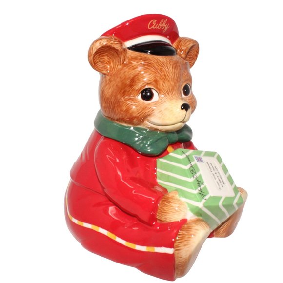 Harry & David 2010 Le Cubby Delivery Mailman Christmas Bear Cookie Jar Container - Picture 2 of 14